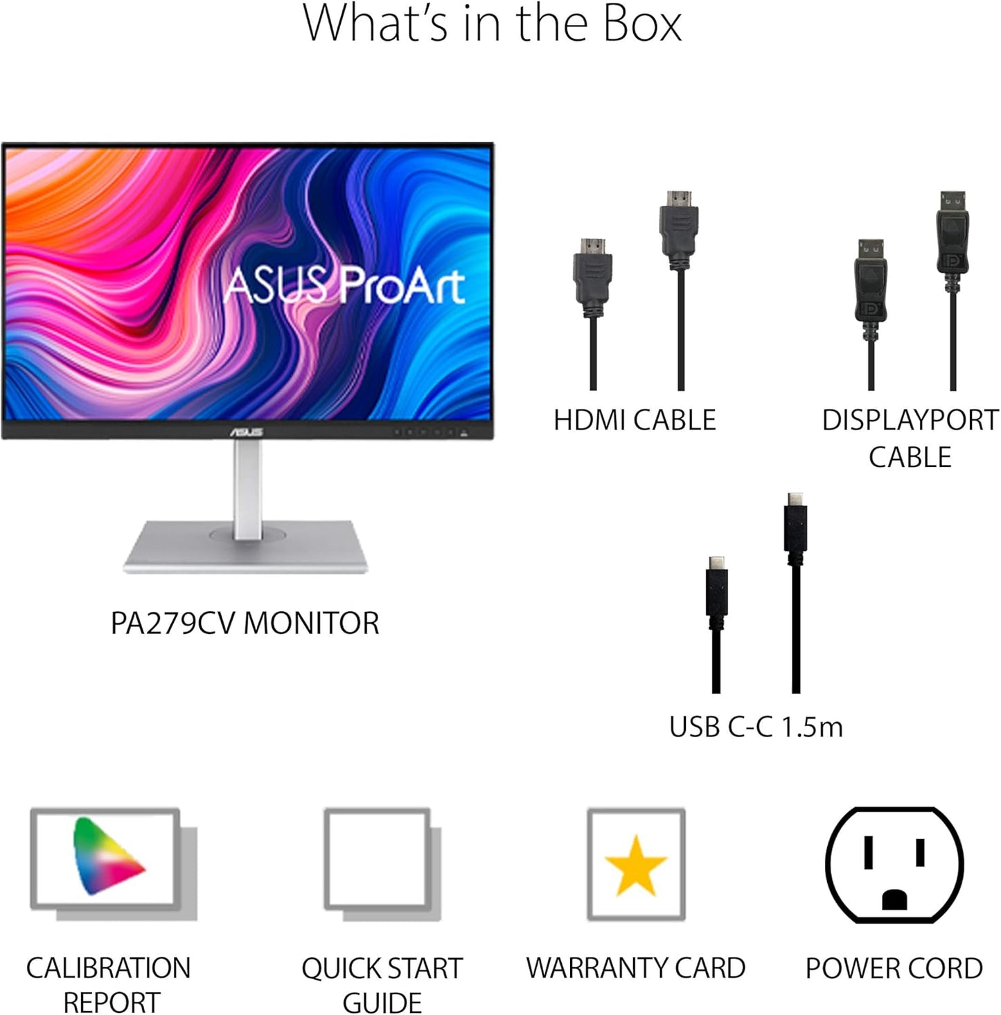 ASUS ProArt Display PA279CV 27” 4K HDR UHD (3840 x 2160) Monitor, IPS, 100% sRGB/Rec. 709, ΔE < 2, USB-C DisplayPort HDMI USB hub, Calman Verified, Eye Care, Tilt Pivot Swivel Height Adjustable