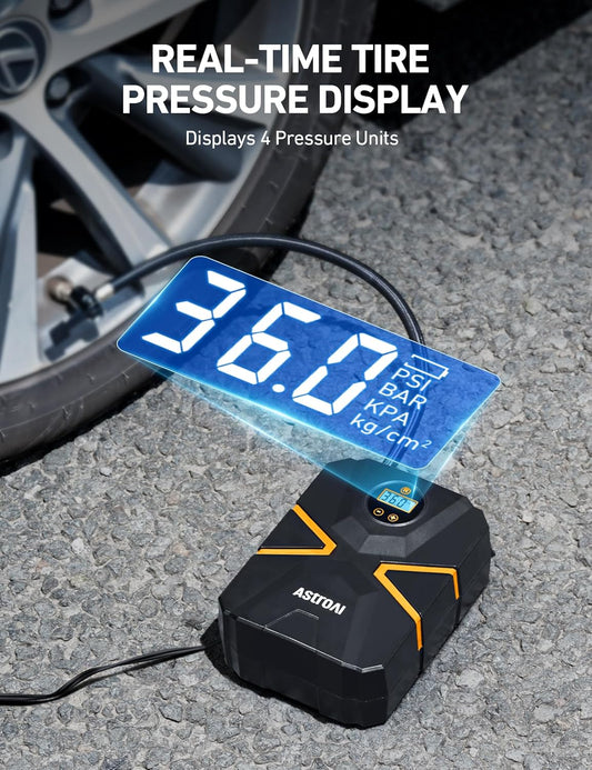 AstroAI Tire Inflator Air Compressor 12V DC, Digital Car Tire Pump 150 PSI, Preset Tire Pressure & Auto Shutoff, Electric Air Pump for Car Tyres, Bicycles, Other Inflatables