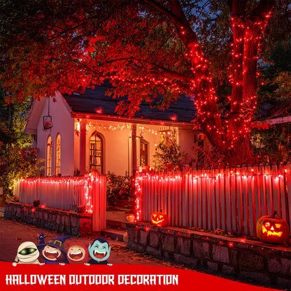 JMEXSUSS 2 Pack 75.5ft Orange Solar Christmas Lights, Total 400 LED Solar String Lights Outdoor Waterproof, 8 Modes Orange Halloween Lights for Tree Patio Garden Thanksgiving Halloween Decorations