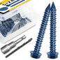 Mywish 30Pcs 1/4 x 1-3/4" Concrete Screws, Slotted Hex Washer Head Stucco Screws Anchor Kit with 3/16 Drill Bit, Masonry Screws Self Tapping for Anchoring to Masonry, Block or Brick Stucco