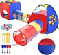 4-in-1 Pop Up Kids Play Tent with Tunnel and Ball Pit, Foldable Indoor Outdoor Playhouse for Toddlers and Children, Easy Setup Play Tent with Storage Bag - PuriLite
