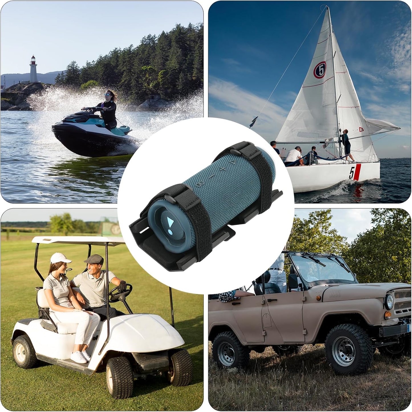 TXEsign Portable Speaker Mount for Jet Ski/Snowmobile/Boat/Sea-Doo, Speaker Bracket Metal Speaker Mount Holder for JBL Charge 4/5, JBL Flip 5/Flip 6/UE Boom 3/Wingman View Golf