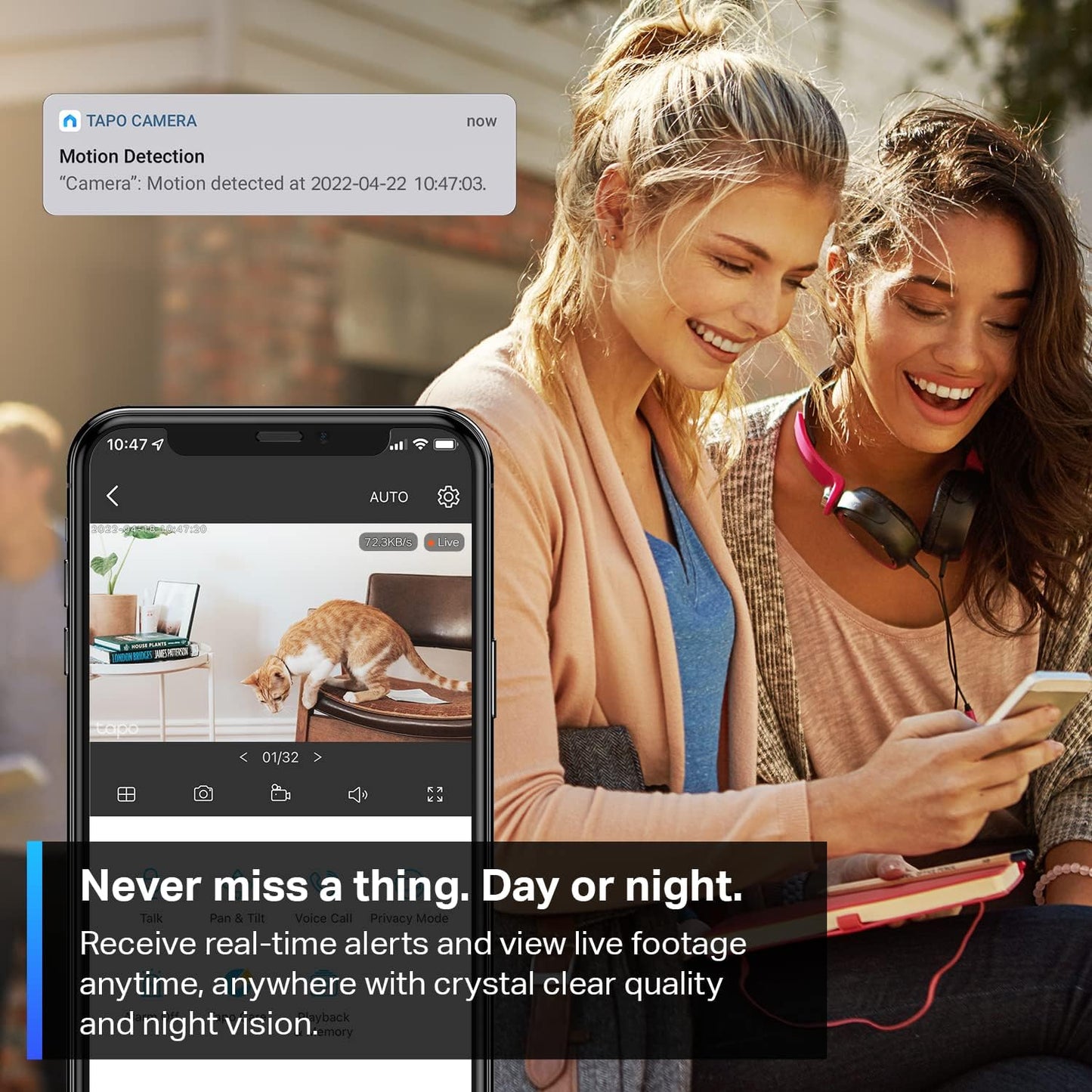 TP-Link Tapo 2K Indoor Home Security WiFi Camera, Up to 30ft Night Vision, Privacy Mode, Sound & Light Alarm, Up to 512 GB microSD Card Slot, Two-Way Audio, Works w/Alexa and Google (Tapo C110)