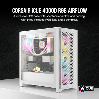 CORSAIR 3000D Airflow Mid-Tower PC Case – 2X SP120 Elite Fans – Four-Slot GPU Support – Fits up to 8X 120mm Fans – High-Airflow Design – Black