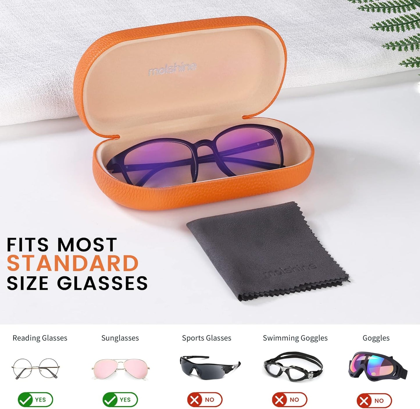 molshine Hard Shell Leather Sunglasses Case,Classic Large Glasses Case for Women Men,Sunglass Eyeglasses