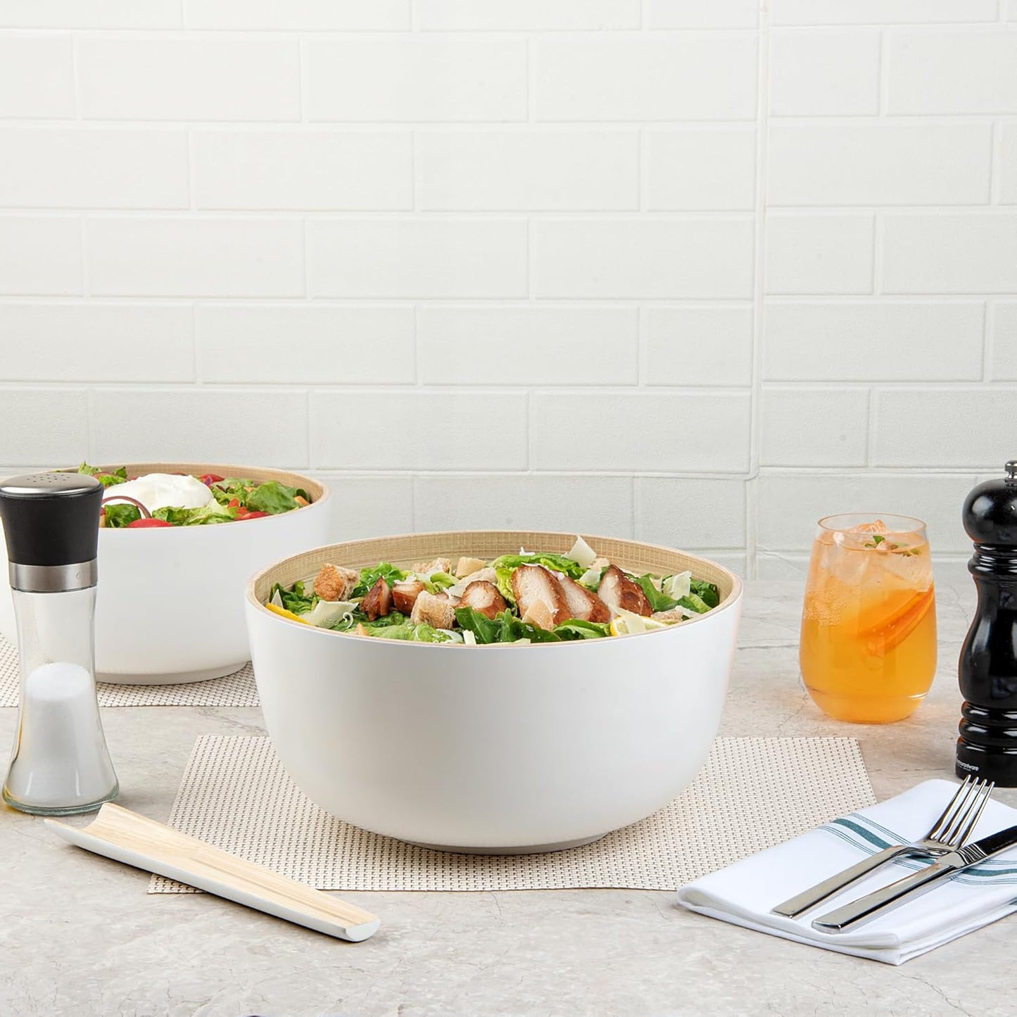 Restaurantware-Bambuddha 15 Ounce Small Salad Bowl, 1 Heavy-Duty Round Salad Bowl - Sustainable, Reusable, Black Bamboo Serving Dish, for Serving Salads, Fruits, and Appetizers