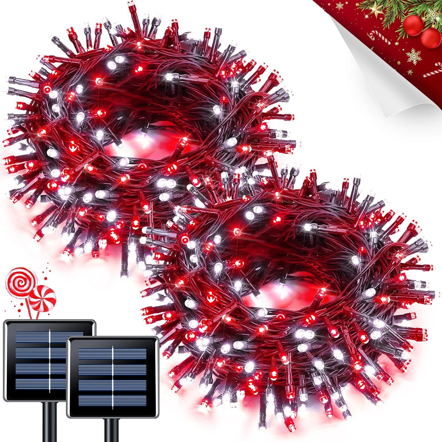 JMEXSUSS 2 Pack 75.5ft Orange Solar Christmas Lights, Total 400 LED Solar String Lights Outdoor Waterproof, 8 Modes Orange Halloween Lights for Tree Patio Garden Thanksgiving Halloween Decorations