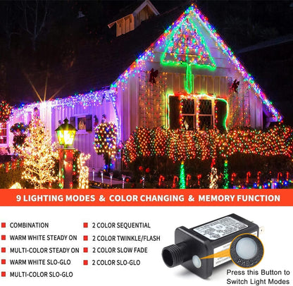 Haili Halloween Lights Outdoor, 105 FT 300 LED Halloween String Lights with Memory Function, Plug in 8 Mode String Lights for Halloween,Christmas,Party, Patio, House Decoration (Purple Orange)