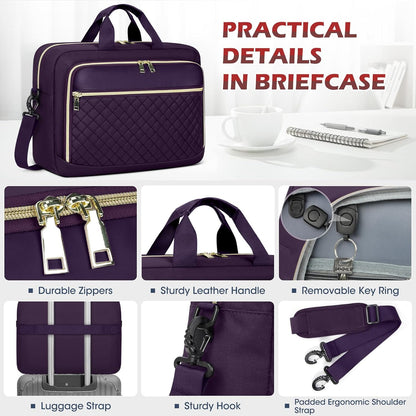 Laptop Bag 17 Inch Laptop Briefcase for Women Waterproof Computer Messenger Bag Professional Laptop Case for Business Work - PuriLite