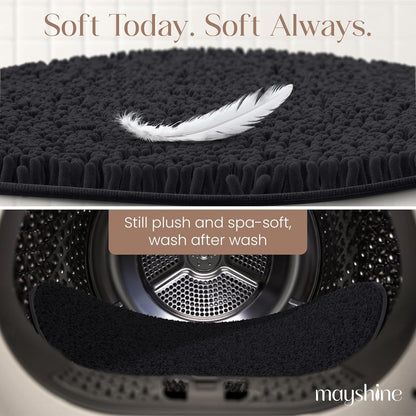 Soft Plush Chenille Bathroom Rug, Absorbent Microfiber Bath Mat, Machine Washable, Non-Slip Grip, Quick-Dry, Thick Shag Carpet Great for Bath, Shower Floor, Bedroom, or Door Mat (Beige, 17x24)