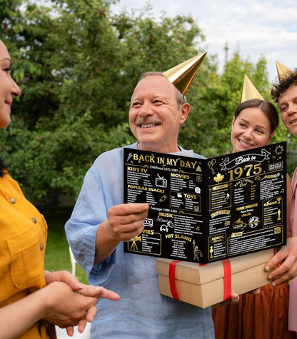 50th Birthday Card, Jumbo CANADA 25x20cm Back in 1975, Gilding Happy 50th Birthday Decoration for Woman, Men, Funny 50 Birthday Gifts for Wife, Husband, Him, Her, Mom