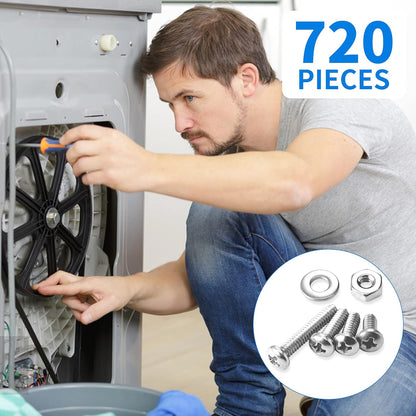 1705 Pcs Machine Screw Assortment Kit, M2 M3 M4 M5 Metric Bolts and Nuts Kit with Lock and Flat Washers, Hex Button Head 10.9 Alloy Steel Cap Screw Set with Allen Wrench