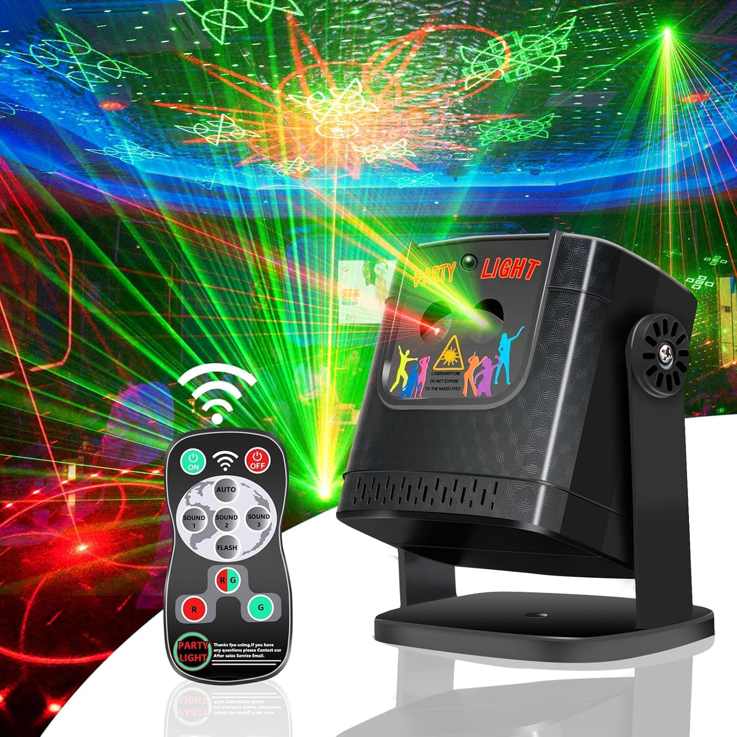 Mini Disco Ball Party Light, 60 Patterns Sound Activated DJ Strobe Lamp with Remote, Red & Green LED Projector, USB Powered Party Favors for Kids Birthday Gift, Home Room Dance Club Decorations