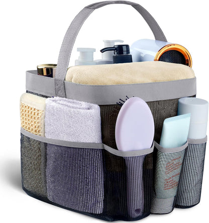 Attmu Mesh Shower Caddy Portable for College Dorm Room Essentials with 8 Pockets, Hanging Shower Caddy Basket Tote Bag Toiletry Accessories for Bathroom