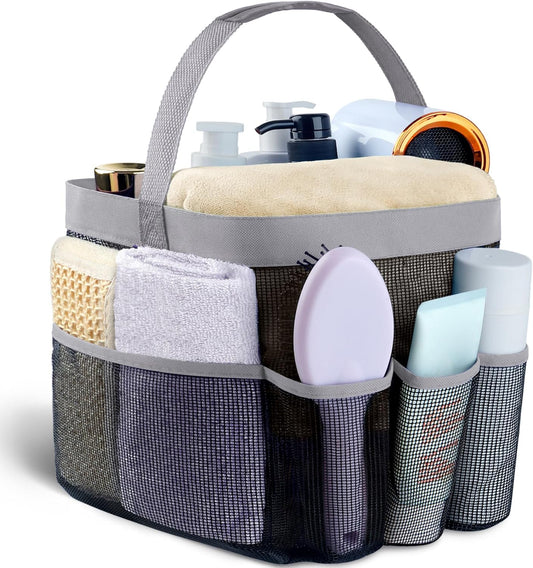 Attmu Mesh Shower Caddy Portable for College Dorm Room Essentials with 8 Pockets, Hanging Shower Caddy Basket Tote Bag Toiletry Accessories for Bathroom