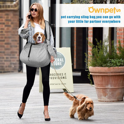 Ownpets Pet Dog Sling Carrier Bag Adjustable Padded Strap Dog Hand Free Safe Mesh Pet Carrier for Small Medium Dog Cat, Fit 10lbs up to 20 Pounds