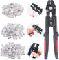Glarks Up to 2.2mm Wire Rope Crimping Tool Wire Rope Swager Crimper Fishing Crimping Tool with 180Pcs 1.2/1.5/2mm Aluminum Double Barrel Ferrule Crimping Loop Sleeve Kit
