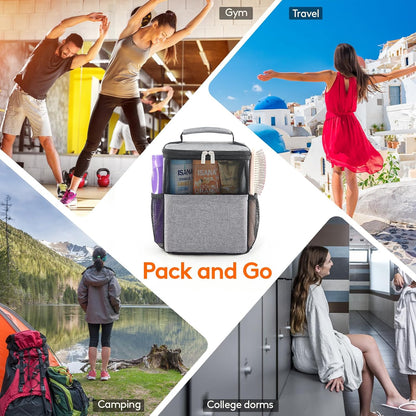 Lifewit Shower Bag Mesh Shower Caddy Portable College Dorm Room Essentials Tote Bag for Bathroom, Gym, Travel, Camping Quick Dry Hanging Shower Organizer Basket Toiletry Bag, Medium, Black