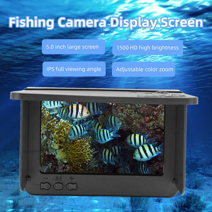 Fishing Camera Display Screen, 5.0 Inch HD IPS Large Screen, 3.5mm Video Interface, Professional Fishing Aid for Ice Lake Sea Boat Fishing