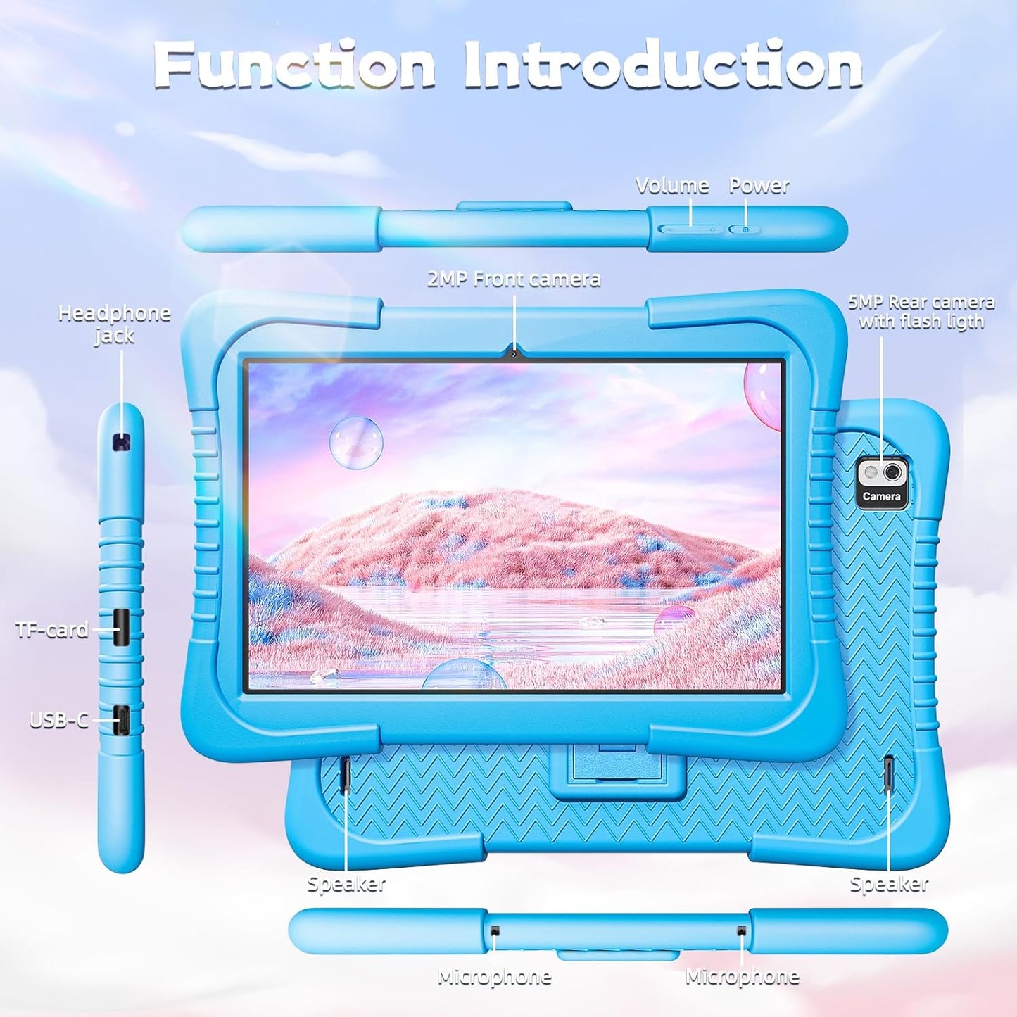 SGIN 10 Inch Tablet, 4GB RAM 128GB ROM, Android 13 Tablet, Octa-Core 2.0Ghz Processor, 1280 * 800 IPS, 2MP+8MP Camera, 6000mAh, GPS, WiFi, Bluetooth (Blue)