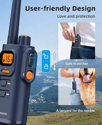 Bousnic Dog Shock Collar with Remote - [New Edition] 4000FT Dog Training Collar for Large Medium Small Dogs (8-120lbs) Waterproof Rechargeable E Collar with Beep, Vibration, Safe Shock (Bright Blue)