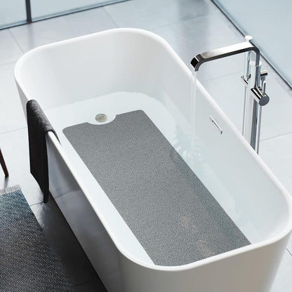 HITSLAM Shower Mat Non Slip, 24 x 16 Inch Bathtub Mat Non Slip with Drain, Soft PVC Loofah Bath Mat for Tub, Quick Drying Bathroom Shower Mat, Grey