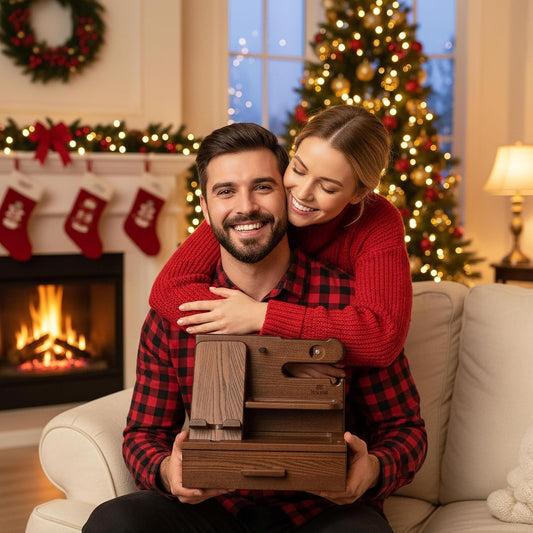 TESLYAR Wood Phone Docking Station with Drawer – Solid Wood Nightstand & Desk Organizer for Phone, Watch, Keys & Accessories