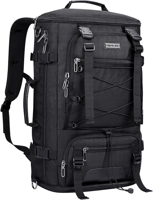 WITZMAN Travel Backpack for Men Large Carry on Backpack Convertible 3 in 1 Bags with Shoe Compartment Fit 17 Inch Laptop(B689 Black) - PuriLite