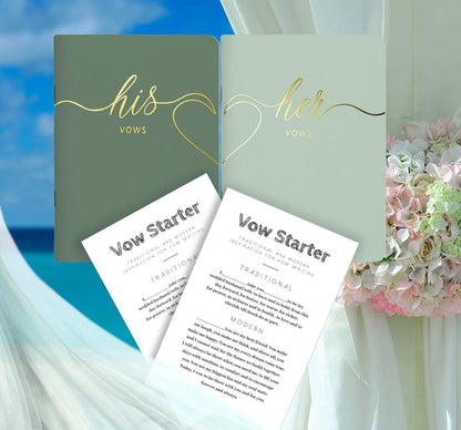 LSSH GmbH Vow Books - His and Hers Wedding Essentials, 28 Pages, 5.5" X 4" (Dark Green & Sage)