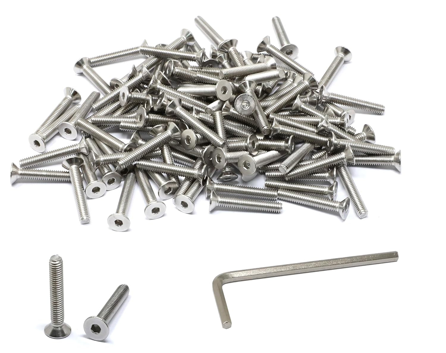 iexcell 5 Pcs M8 x 80mm Thread Pitch 1.25 mm Stainless Steel 304 Hex Socket Flat Head Cap Screws Bolts Kit