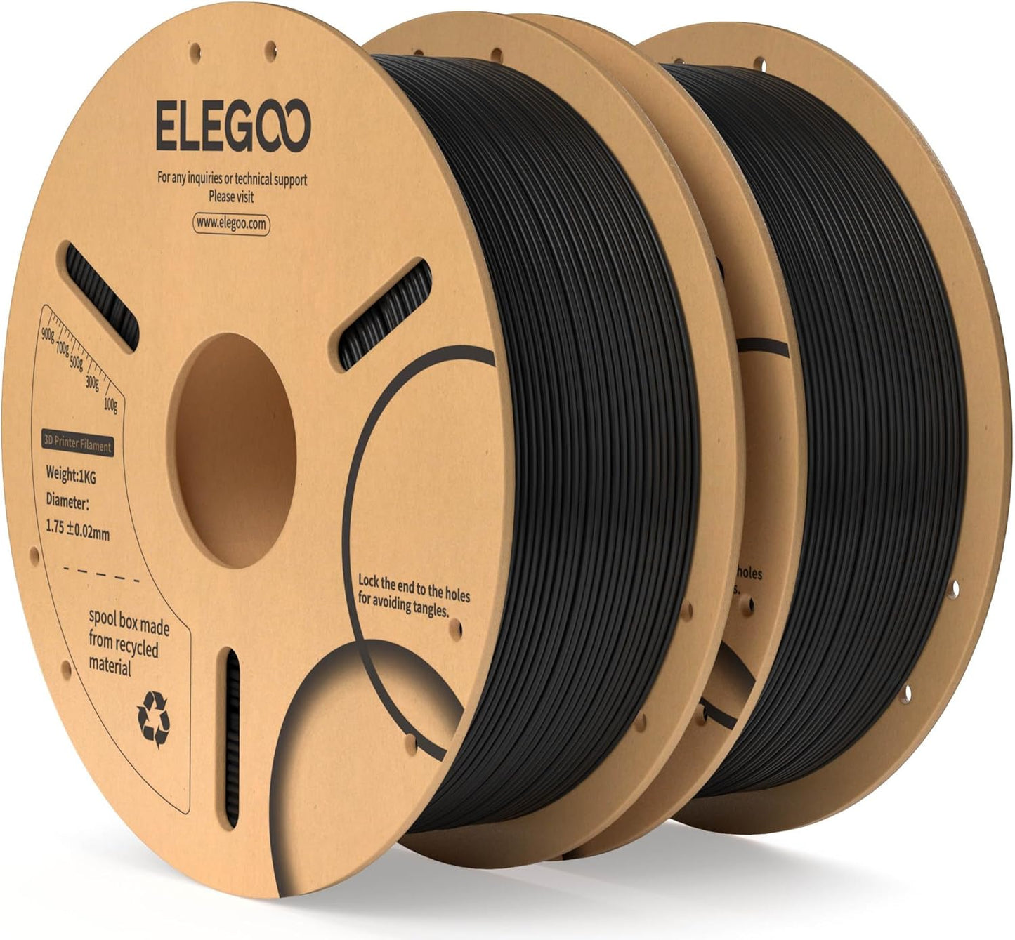 ELEGOO PLA Filament 1.75mm Black 1KG,3D Printer Filament Dimensional Accuracy +/- 0.02mm,1kg Cardboard Spool(2.2lbs) 3D Printing Filament Fits for Most FDM 3D Printers