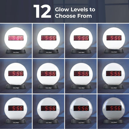 Sonic Alert Baseball Alarm Clock Nightlight for Heavy Sleepers - Loud & Compact Alarm Clock for Bedroom - Battery Backup & Full Range Dimmer - Easy to Set Digital Alarm Clock for Kids - AUX Connection