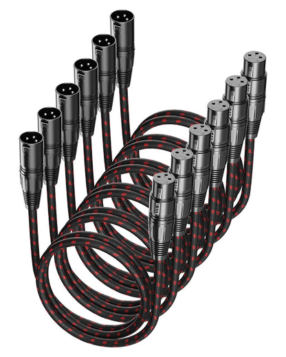 VANDESAIL XLR Cables 25ft 2 Pack, Durable Nylon Braided XLR Microphone Cable, Mic Cable, Shielded and Fully Balanced OFC Male to Female Cord for Recording Mixer Amplifie Speaker Black White