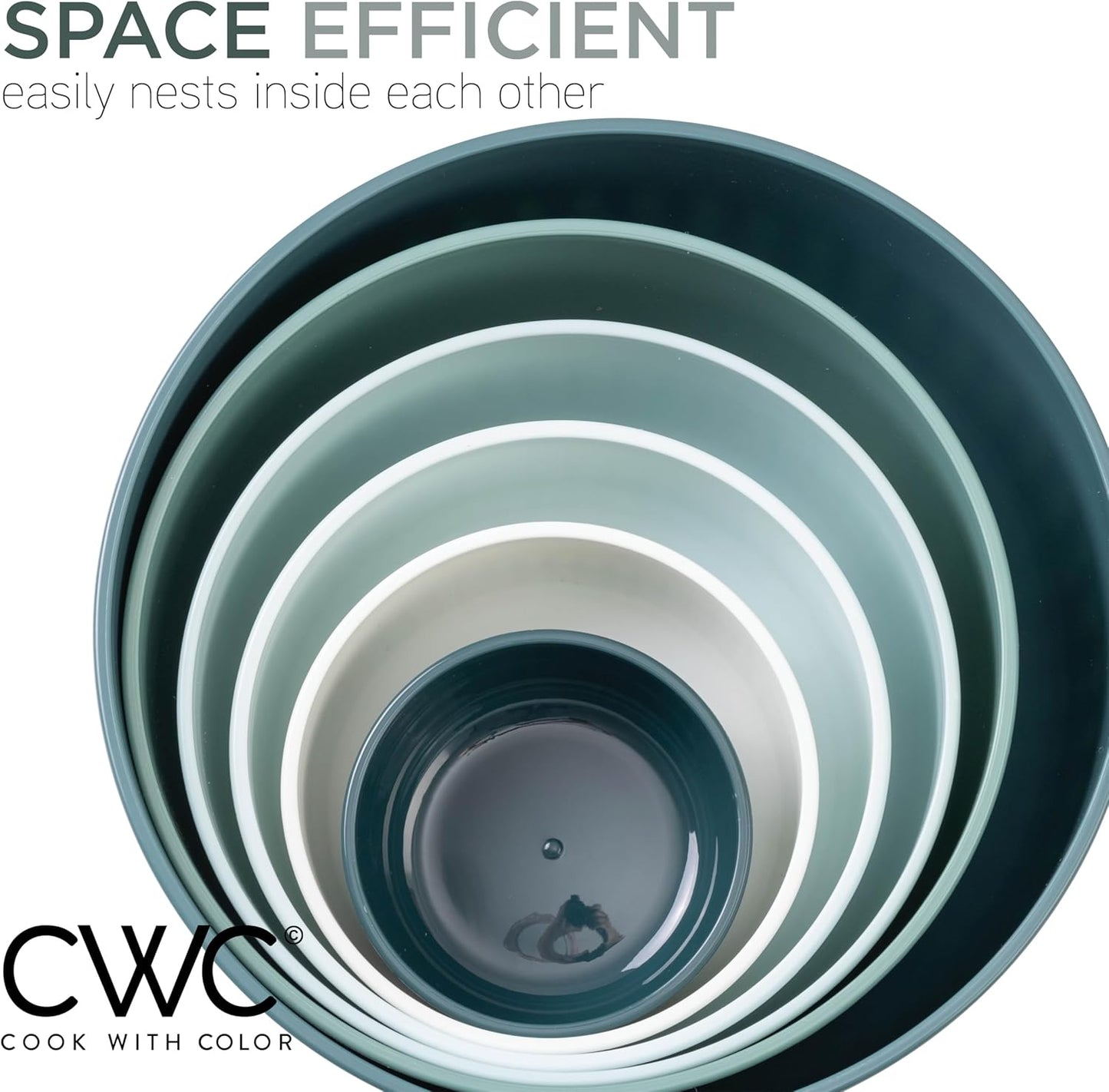 COOK WITH COLOR Prep Bowls with Lids- 8 Piece Nesting Plastic Small Mixing Bowl Set with Lids (Teal Ombre)