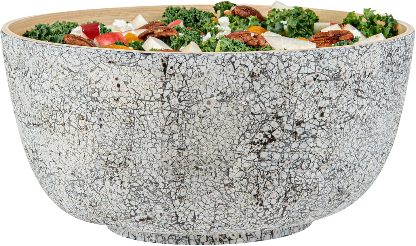 Restaurantware-Bambuddha 51 Ounce Extra Large Salad Bowl, 1 Heavy-Duty Round Salad Bowl - Sustainable, Reusable, Blue Bamboo Serving Dish, for Serving Salads, Fruits, and Appetizers