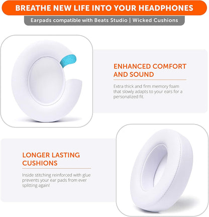 WC Wicked Cushions Replacement Ear Pads for Beats Studio 2 & 3 (B0501, B0500) Wired & Wireless | Does NOT Fit Beats Solo | Softer PU Leather, Enhanced Foam & Stronger Adhesive | Emerald Tide