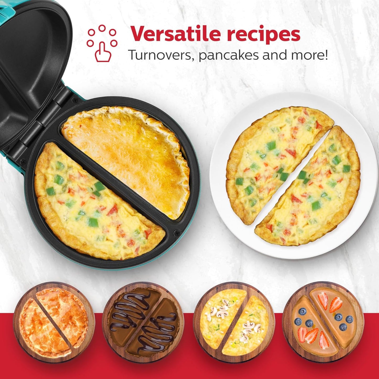 Holstein Housewares Non-Stick 6-Section Multi-Food Maker - Arepas, Mini Pancakes, Corncakes and More, 6-PC, Red/Black