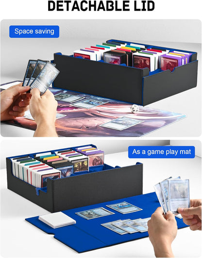 ZLCA Card Storage Box for MTG PTCG, Commander Deck Box Holds 3000+ Cards, Card Storage Case with 4 Stoppers, Card Organizer for TCG Sport Cards (Black)