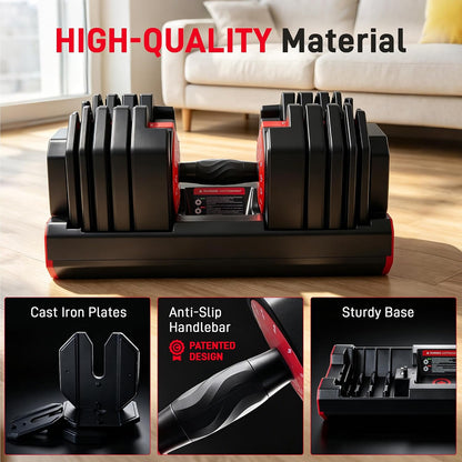 Adjustable Dumbbell Set (55lbs & 80lbs) (Single/Set of 2) with Free Gloves, Ropes & Hand Grips | 15 Adjustable Weight Settings, Space Efficient Compact Design, Easily Switch Exercises