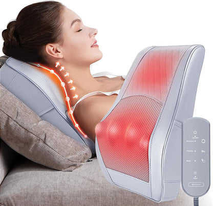 Boriwat Back Massager Neck Shoulder Massager with Heat, Shiatsu Massage Pillow for Pain Relief, Masseur for Neck, Back, Shoulder and Leg, Gifts for Men Women Mom Dad, Stress Relax at Home and Office