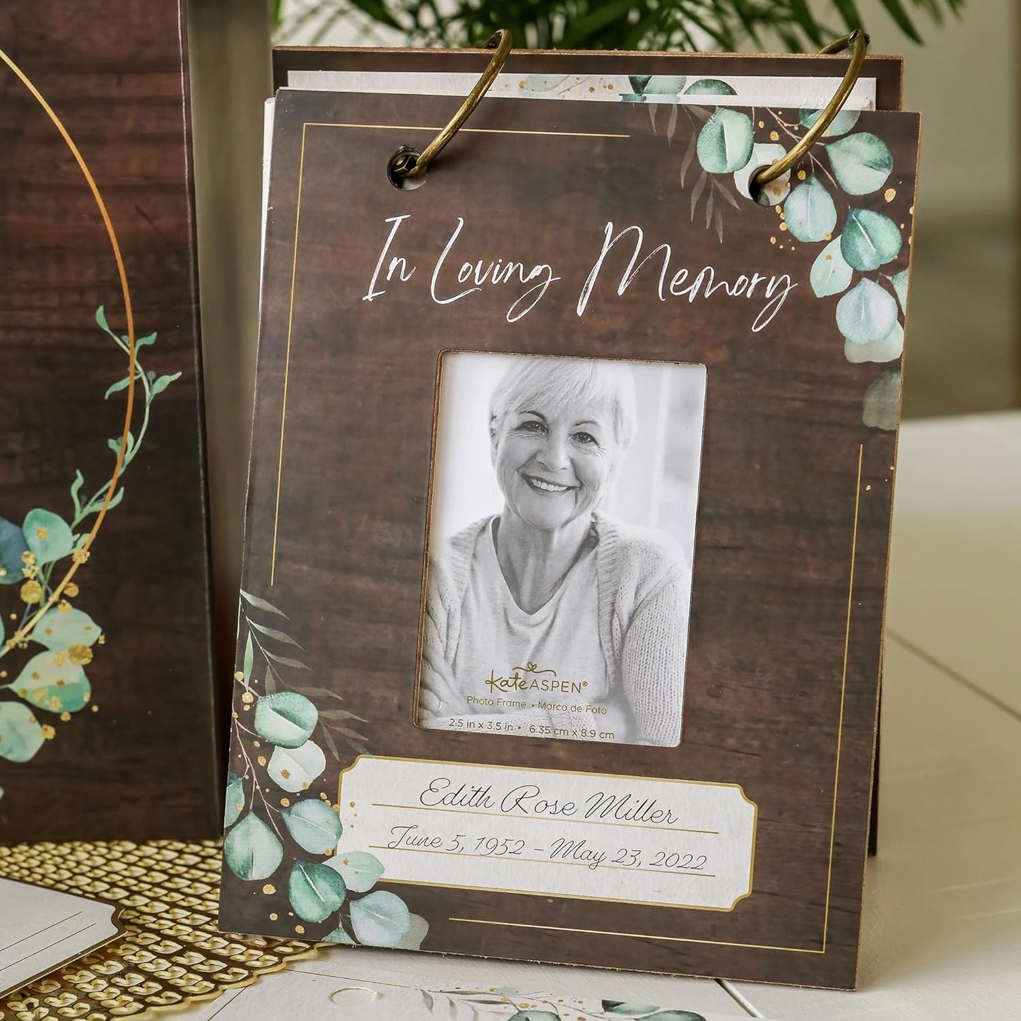Kate Aspen Celebration of Life Memory Funeral Guest Book and Box for Memorial Service Bereavement Cards, Prayer Cards - Hard Cover Book, Box, 50 Memory Cards and Binder Rings