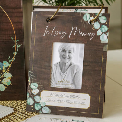 Kate Aspen Celebration of Life Memory Funeral Guest Book and Box for Memorial Service Bereavement Cards, Prayer Cards - Hard Cover Book, Box, 50 Memory Cards and Binder Rings