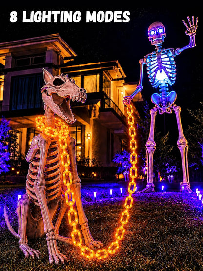 Battery Halloween Chain Lights 10 FT 160 LED Orange Light-Up Plastic Timer