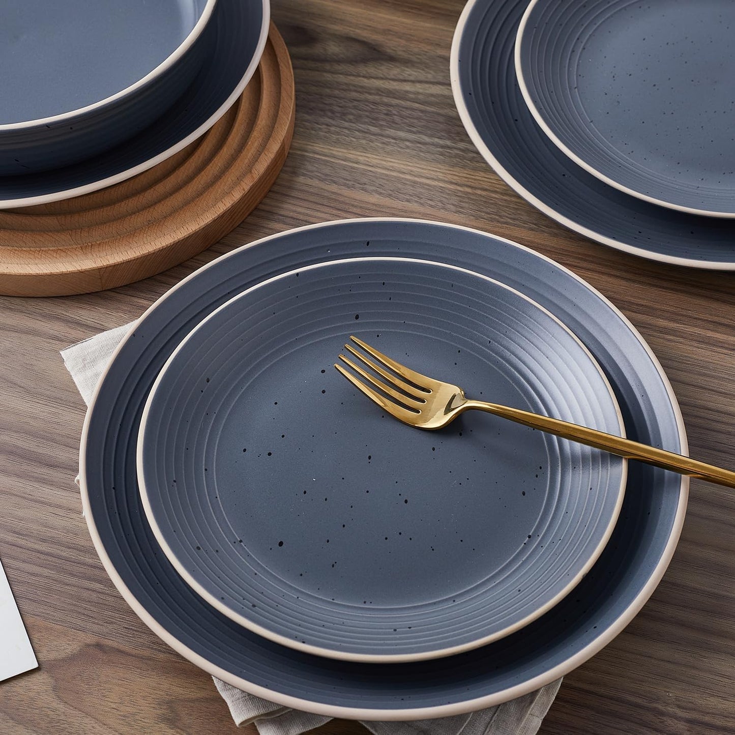 Stone lain Lauren Stoneware Dinnerware Crockery Set, 16-Piece Service for 4, Charcoal