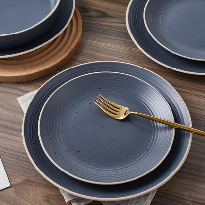Stone lain Lauren Stoneware Dinnerware Crockery Set, 16-Piece Service for 4, Charcoal