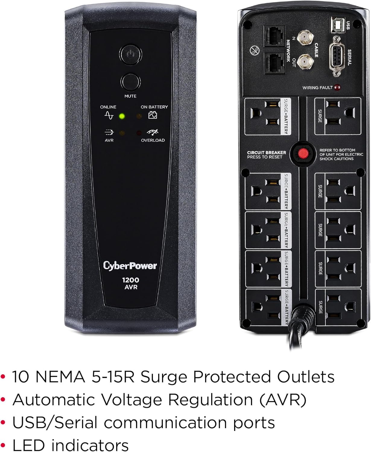 CyberPower CP685AVRG AVR UPS System, 685VA/390W, 8 Outlets, Compact