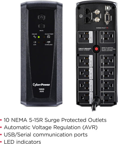 CyberPower CP685AVRG AVR UPS System, 685VA/390W, 8 Outlets, Compact