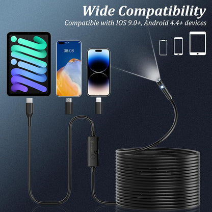 Endoscope Camera with Light, Ennovor 1920P HD, Endoscope Inspection with 8 Adjustable LED Lights, Borescope with Flexible Rigid Snake Camera, IP67 Waterproof and No WiFi Required, for Android iOS