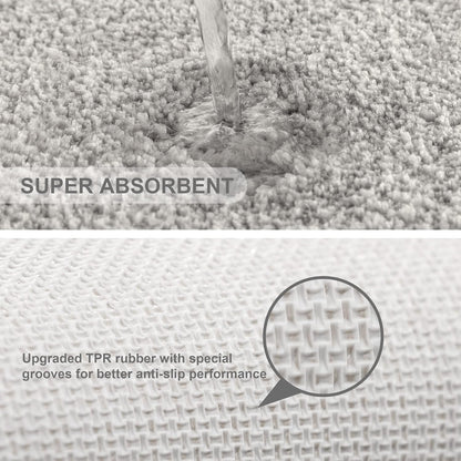 Bathroom Rugs Set 2 Pieces - Bath Rugs Ultra Soft Absorbent Non-Slip Fluffy Thick Microfiber Cozy Bath Mats Set for Tub Shower Bathroom Floors Accessories, 20"x32" & 16"x24" Set of 2 (Beige)