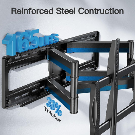 PERLESMITH Full Motion TV Wall Mount for 50-90 in TVs, Super Load-Bearing up to 165lbs, TV Mount Bracket with Dual Articulating Arms Swivel Tilt Extension, Max VESA 800x400mm, Fits 16” to 24" Studs - PuriLite